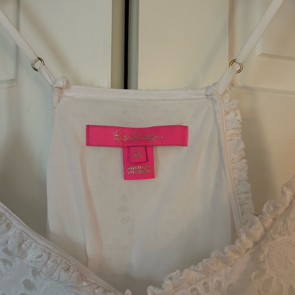 Lilly Pulitzer Cream Floral Lace Dusk Top - Picture 2 of 4